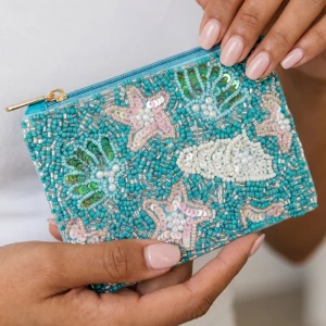 Sequin Starfish Beaded Coin Pouch