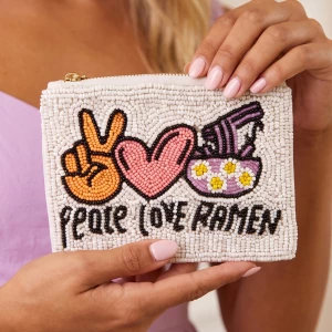 Peace Love Ramen Beaded Coin Purse