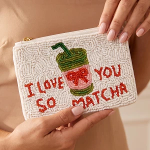 I Love You So Matcha Beaded Coin Purse