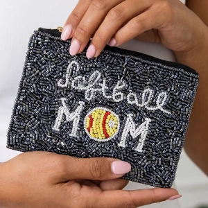 Softball Mom Beaded Coin Pouch