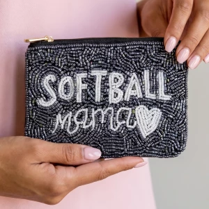 Softball Mama Beaded Coin Pouch