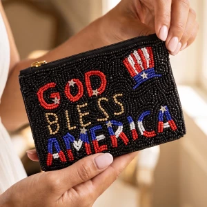 God Bless America Beaded Coin Purse