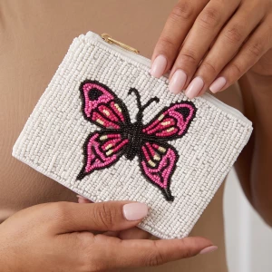 Seed Bead Butterfly Coin Purse