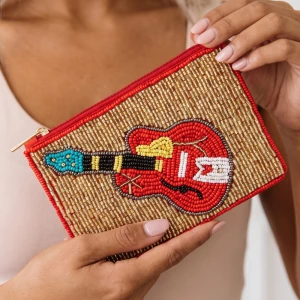 Seed Bead Electric Guitar Coin Purse