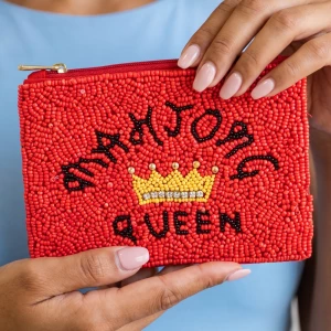 Mahjong Queen Seed Bead Coin Purse