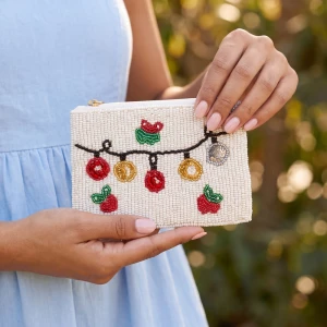 Christmas Ornaments Beaded Coin Pouch