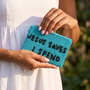 Jesus Saves I Spend Beaded Coin Pouch
