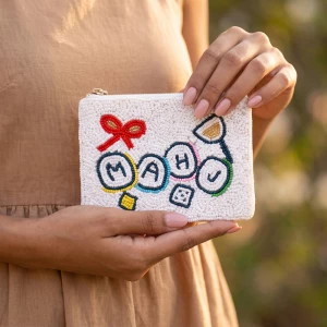 Mahj Tile Letters Beaded Coin Pouch