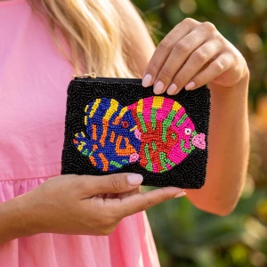Kissing Tropical Fish Beaded Coin Pouch