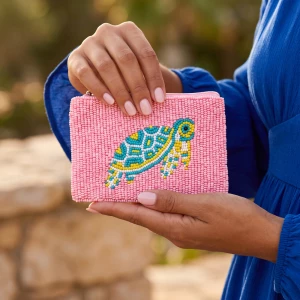 Sea Turtle Beaded Coin Pouch