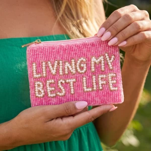 Living My Best Life Beaded Coin Pouch