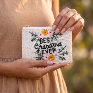 Best Grandma Ever Beaded Coin Pouch