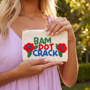 Bam Dot Crack Poppy Beaded Coin Pouch