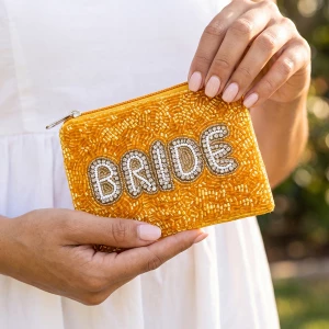 Beaded Bride Slogan Coin Pouch