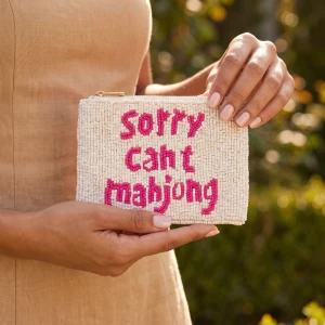 Sorry Cant Mahjong Beaded Coin Pouch