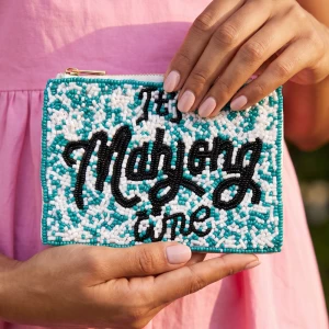 Its Mahjong Time Beaded Coin Pouch