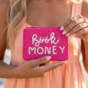 Beaded Book Money Slogan Coin Pouch