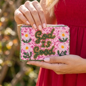 God Is Good Daisy Beaded Coin Pouch