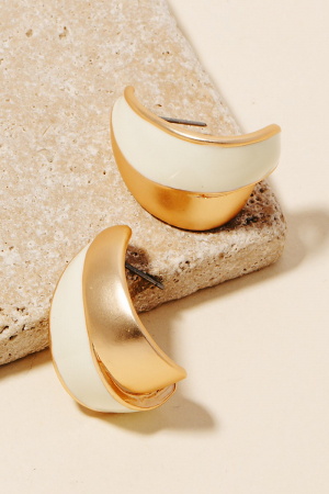 Half Epoxy Wide Metallic Hoop Earrings