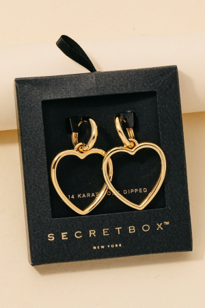 Gold Dipped Large Heart Charm Hoop Earrings