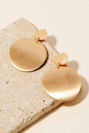 Brushed Metallic Disc Dangle Earrings