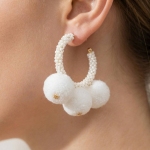 Fuzzy Beaded Hoop Earrings