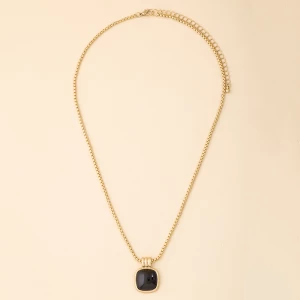 Marbled Square Cabochon Pendant Necklace