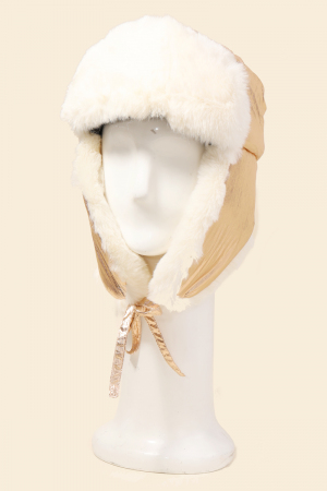 Fuzzy Metallic Fabric Ushanka
