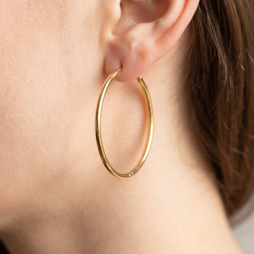 Secret Box Stainless Steel Large Thin Hinge Hoop Earrings