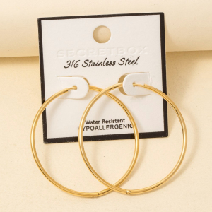 Secret Box Stainless Steel Large Thin Hinge Hoop Earrings
