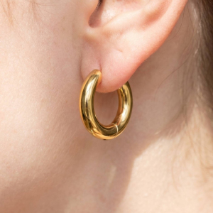 Stainless Steel Chunky Thick Huggie Hoop Earrings