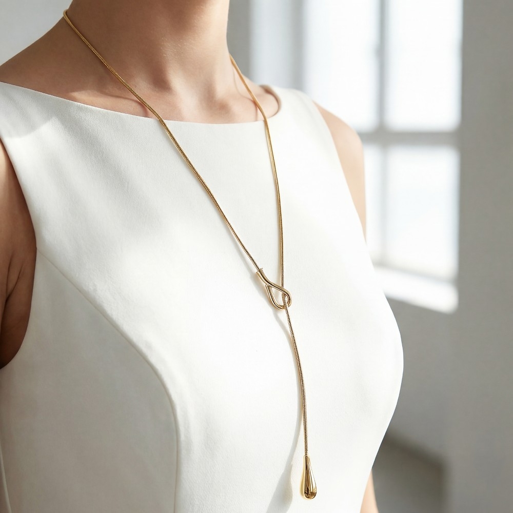 Secret Box Stainless Steel Looped Tear Pendant Necklace