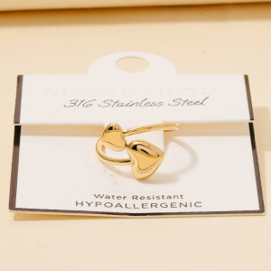 Secret Box Stainless Steel Double Heart End Open Band Ring