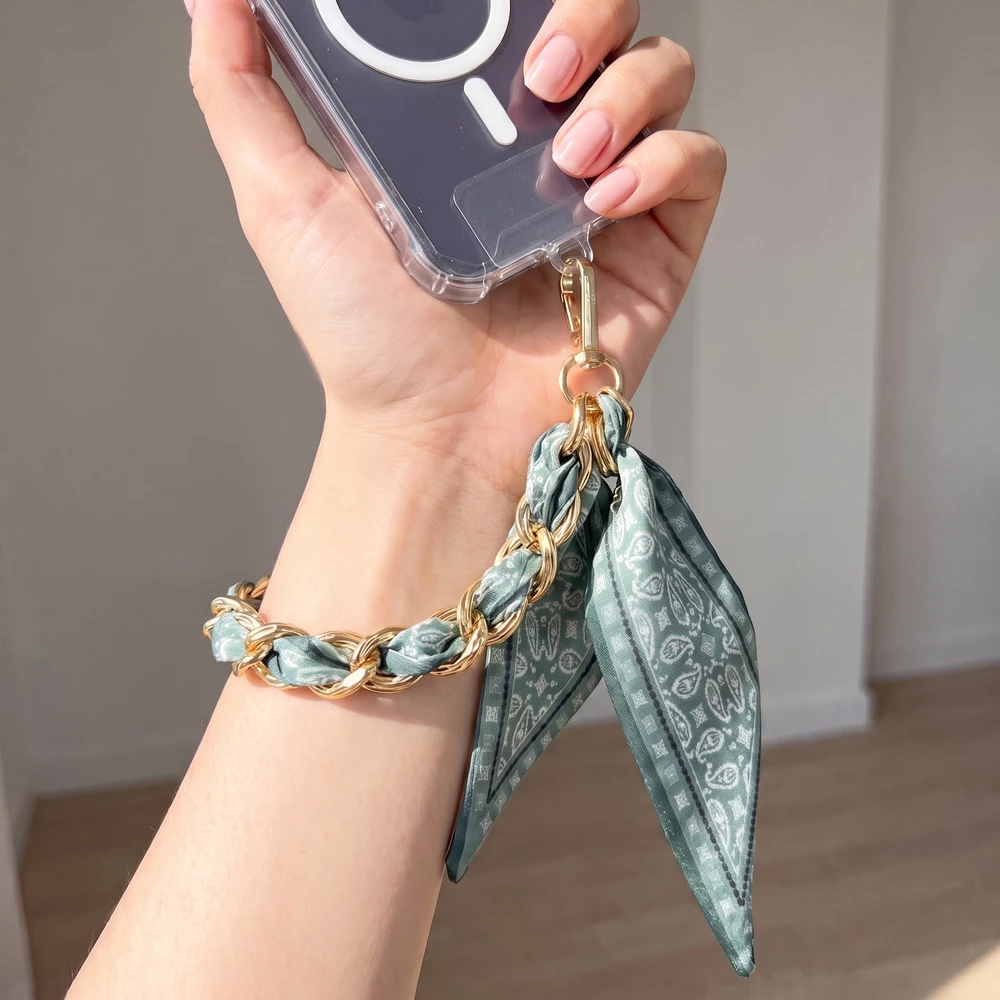 Paisley Scarf Braided Chain Phone Strap