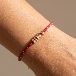 Adjustable Cord Bracelet With Pave Cz Rondelle