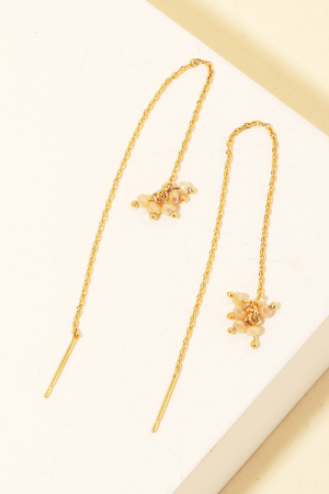 Cluster Beads Long Chain Threader Earrings