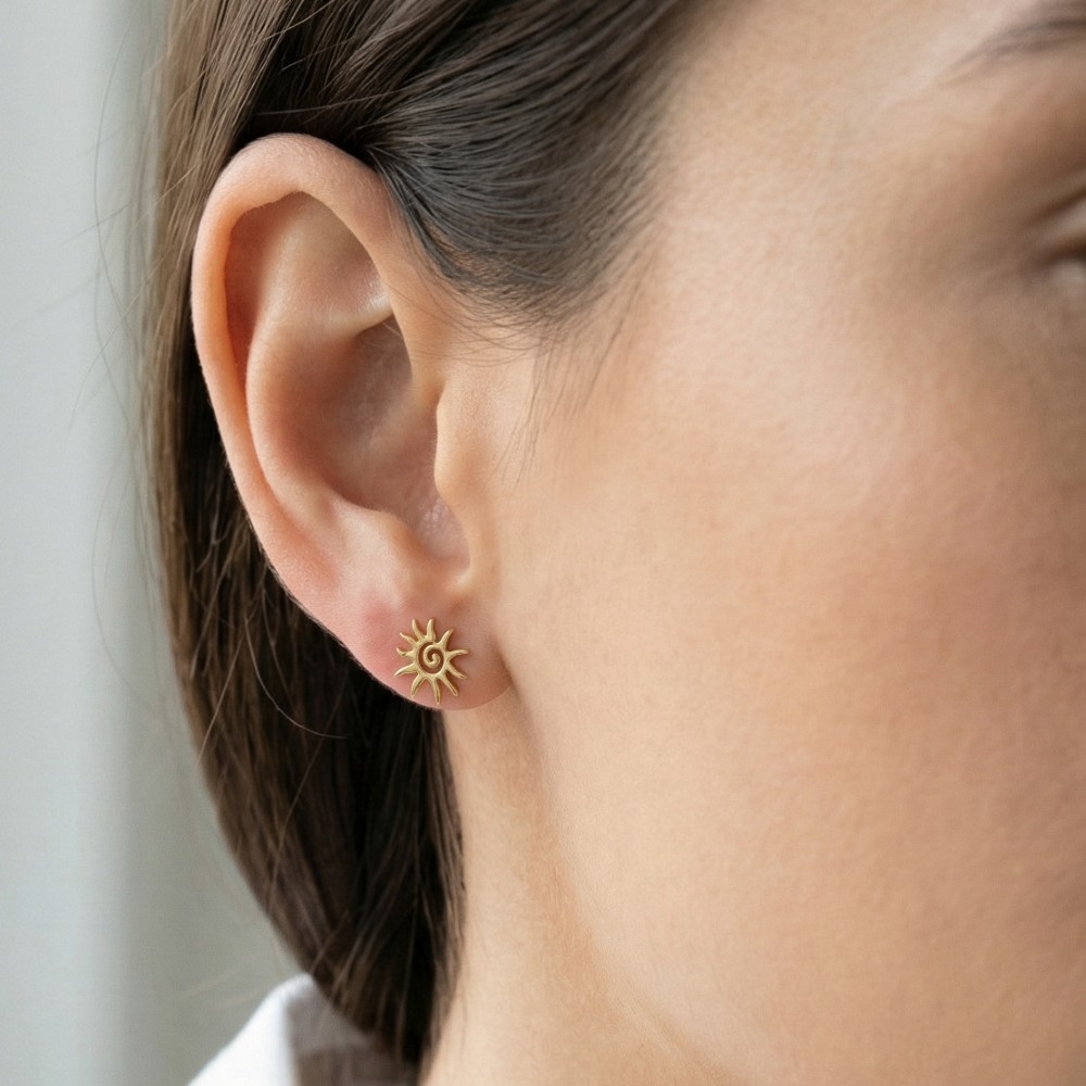 Spiral Sun Stud Earrings