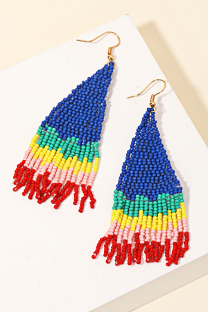 Triangle Seed Beaded Fringe Earrings