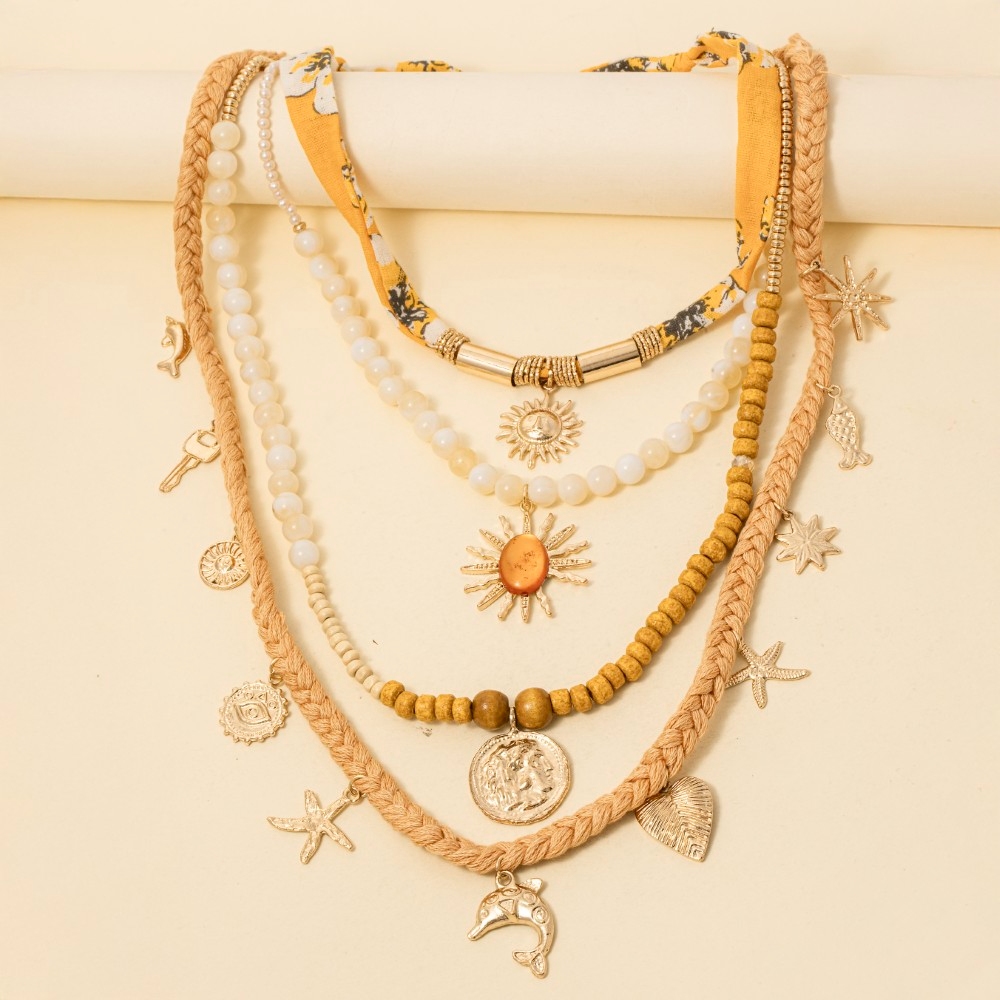 Layered Assorted Sea Life Charms Necklace