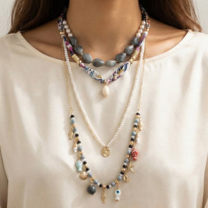 Assorted Sealife Charms Layered Necklace