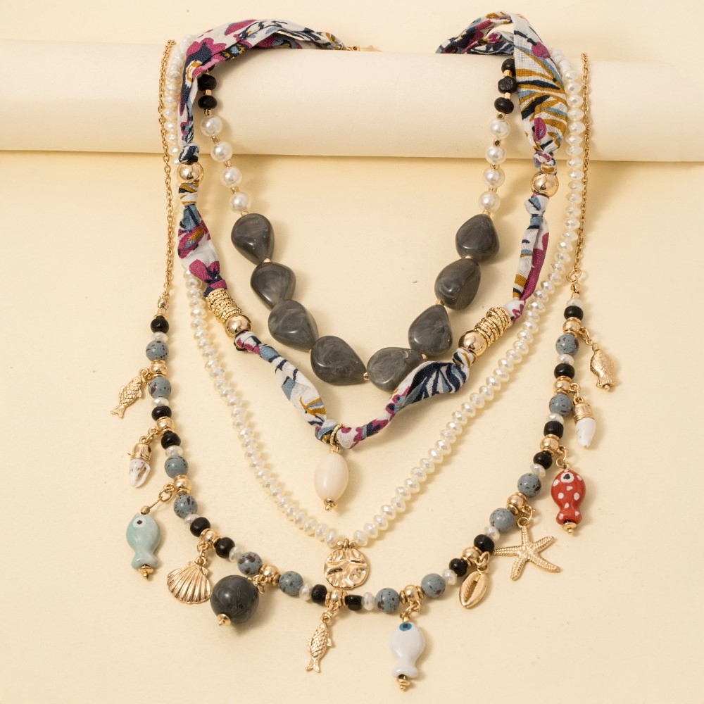 Assorted Sealife Charms Layered Necklace