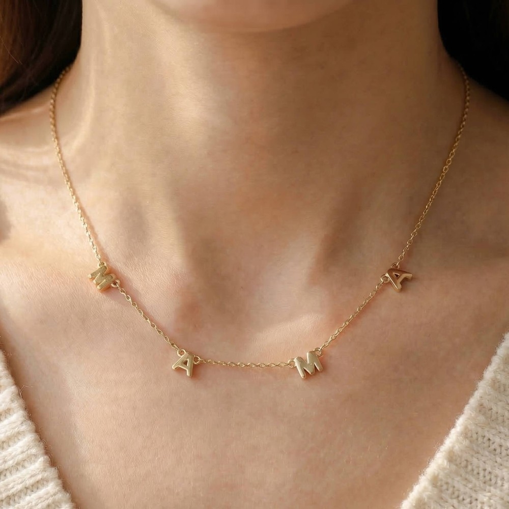 Dainty Mama Print Charm Necklace