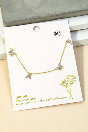 Rhinestone Mama Charm Necklace
