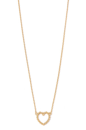 Ball Beaded Heart Charm Necklace