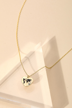 World Map Heart Pendant Necklace