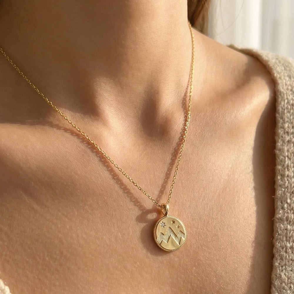 Mountain Coin Pendant Necklace