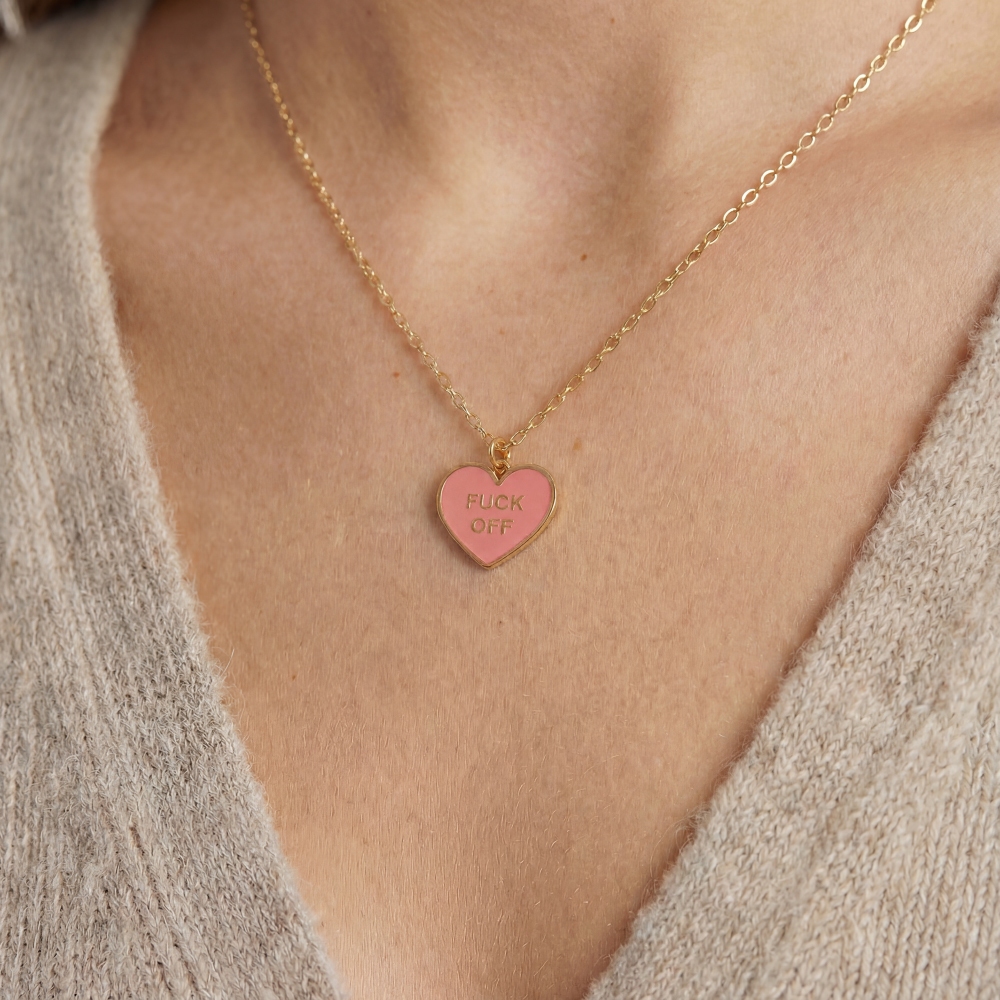 Fuck Off Heart Pendant Necklace