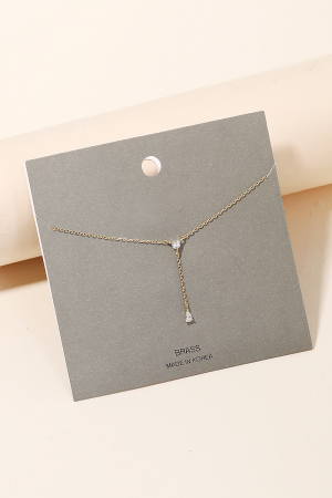 Dainty Rhinestone Stud Y Necklace