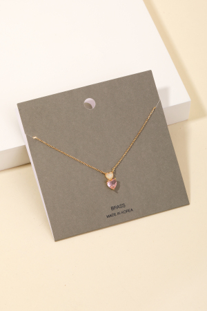 Rhinestone And Opal Heart Pendant Necklace