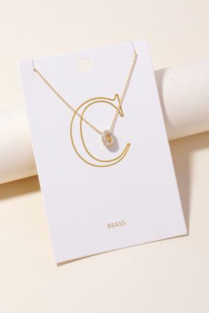Pave Letter Pendant Chain Necklace